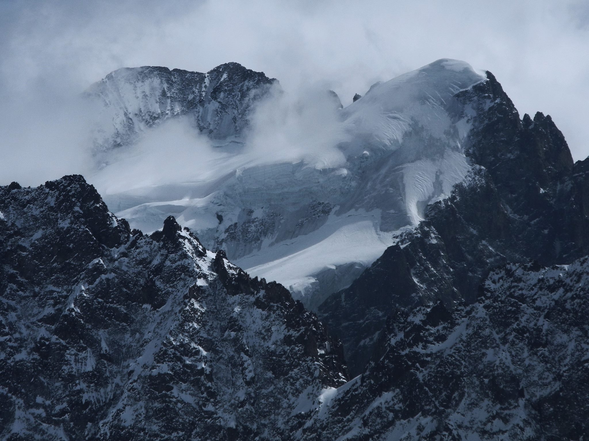 Snow-covered mountain ranges of Grenoble