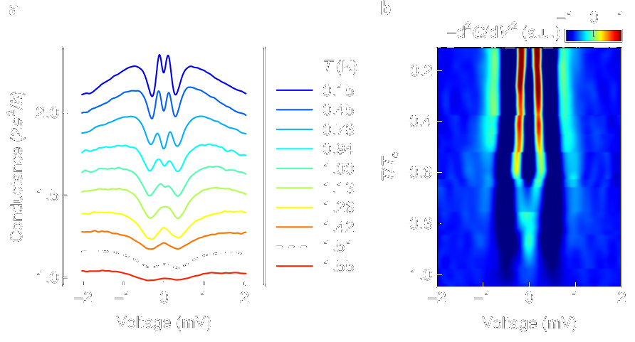 Temperature dependence of the Andreev spectroscopy.